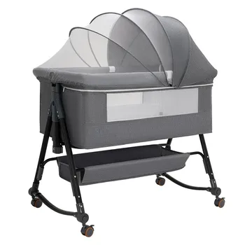 Bebek Beşik Yenidoğan Yatağı Katlanır Çıkarılabilir Bebek Beşiği Rocker Bebek Uyku Sepeti Seyahat Oyun Yatağı Cibinlik, Tekerlek