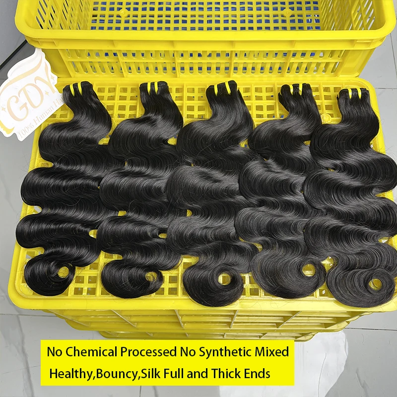 

Body Wave 100% Human Hair Bundles 15A Raw Unprocessed Wavy Hair Double Weft Extensions Weaving Tissage Natural Black Color #1B