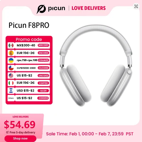 Imagen 1 del producto Picun F8 Pro ANC auriculares inalámbricos Audio espacial 3D seguimiento de cabeza-52dB ANC auriculares Bluetooth HIFI ENC HD micrófono aplicación de baja latencia