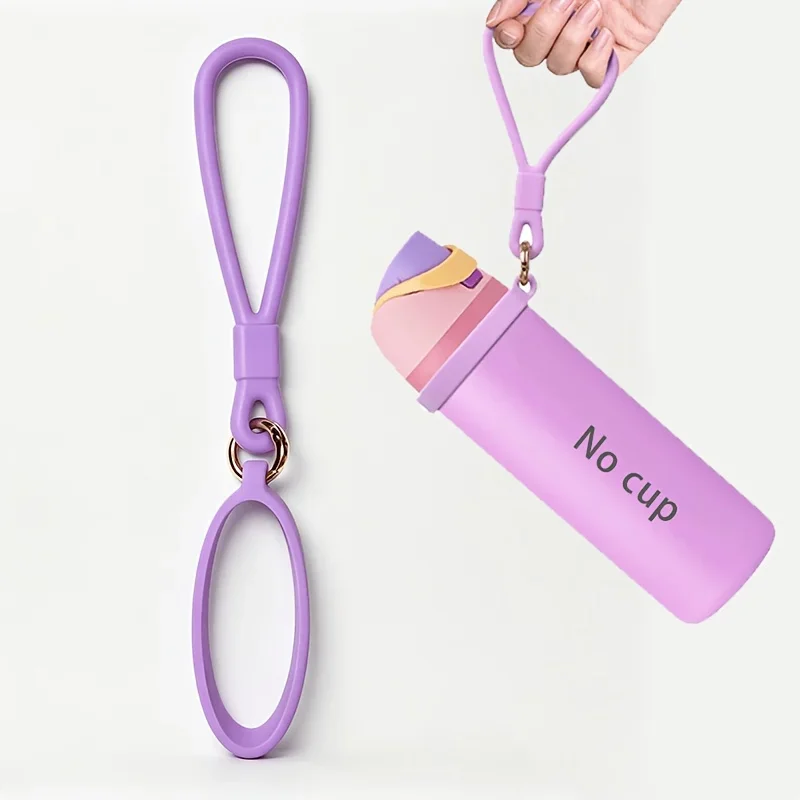 Water Bottle Handle Strap for 8-40oz Water Bottles, Silicone Handle Carrier Holder with Shoulder Strap,Water Bottle Accessories