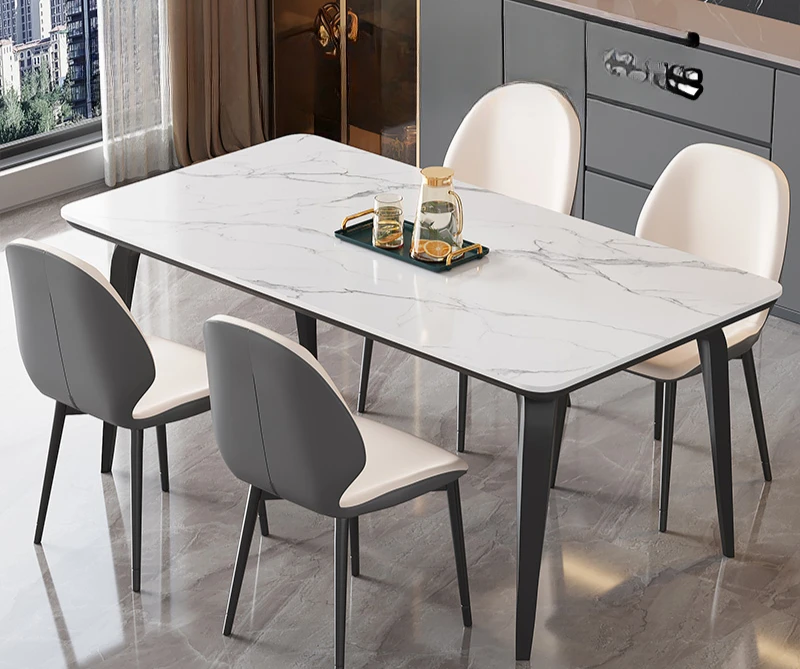 Slate dining table and chairs 2024 new modern simple light luxury high-end living room household small apartment