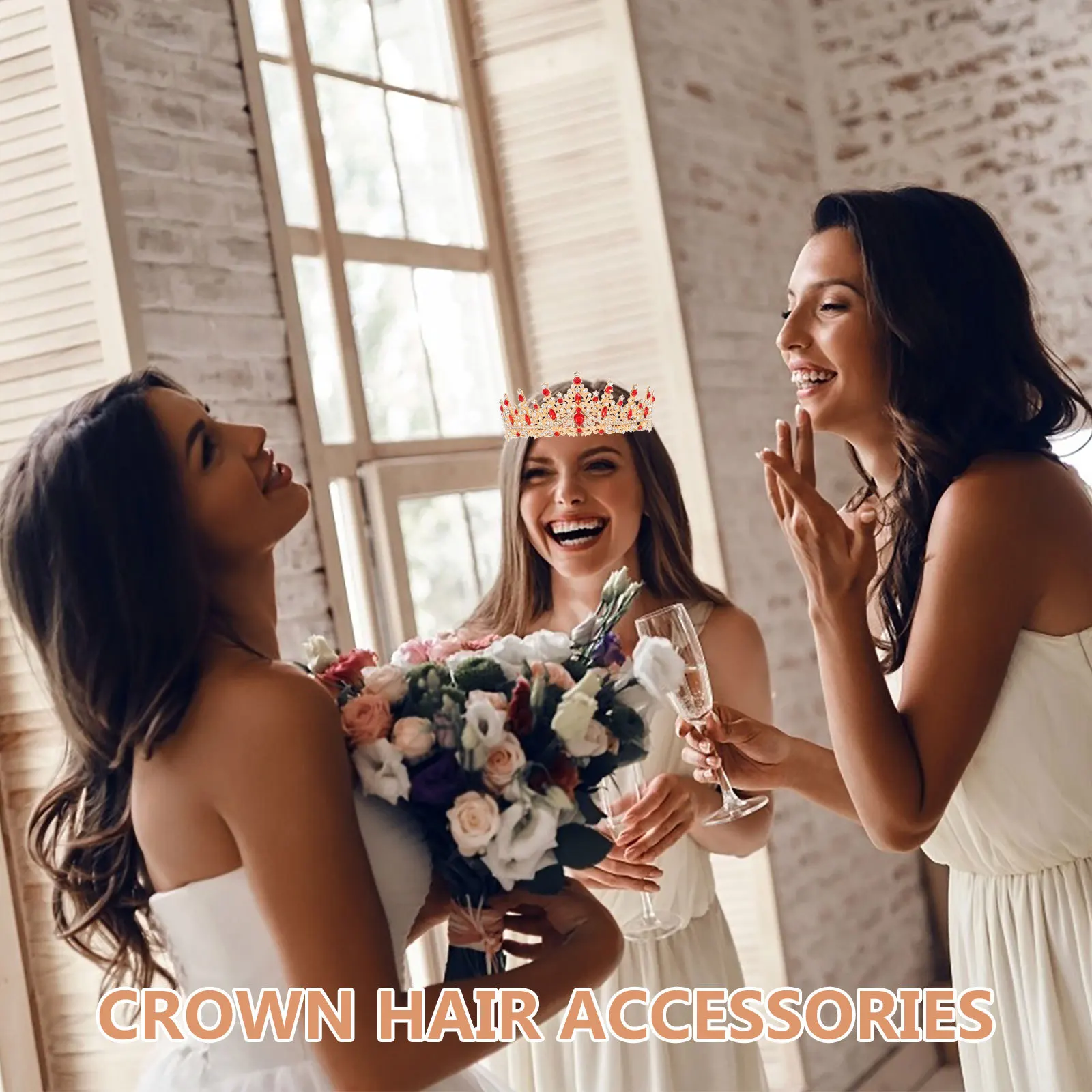 

Bridal Crystal Tiara Baroque Style Rhinestone Wedding Prom Crown Headband Elegant Party Hair Accessory