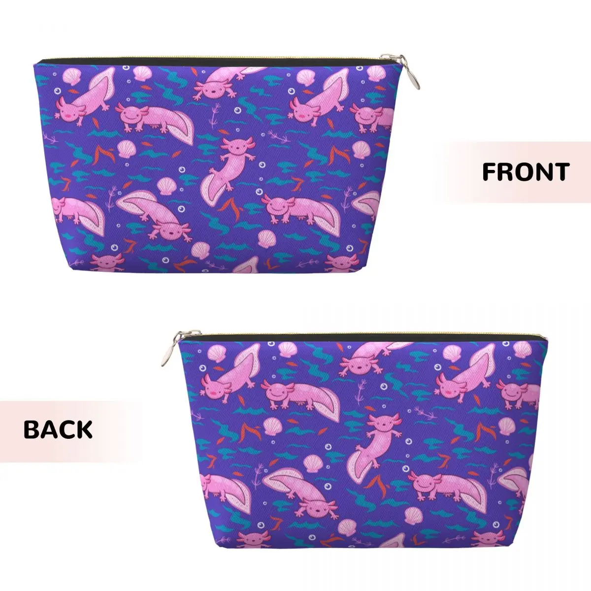 Custom Cute Salamander Animal Axolotls Travel Toiletry Bag for Women Cosmetic Makeup Organizer Beauty Storage Dopp Kit