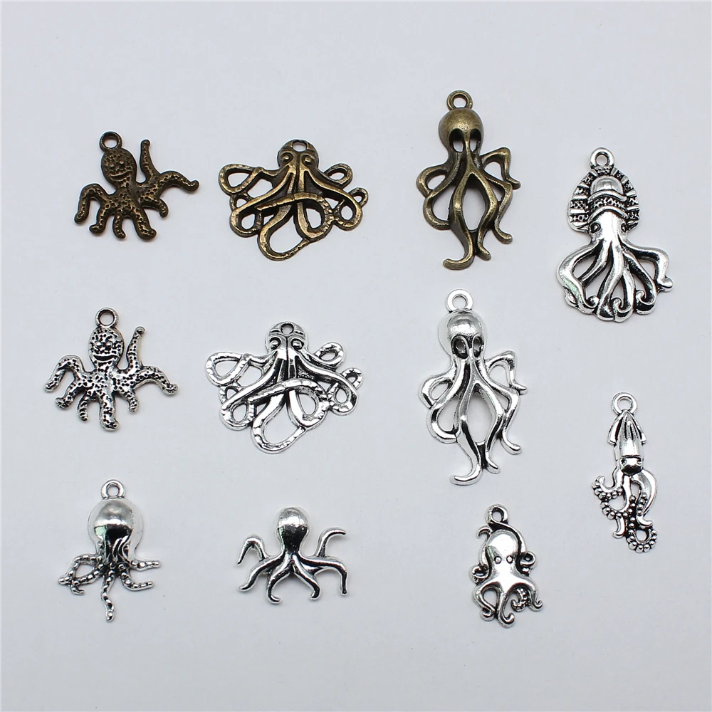 10 sztuk ośmiornice Charms do tworzenia biżuterii życie morskie zwierzęta morskie Charms DIY rzemiosło dokonywanie ustaleń — zdjęcie 3