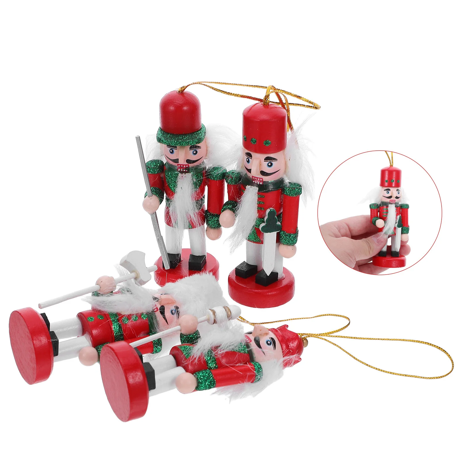 

4Pcs Mini Nutcracker Figures Wooden Holiday Decor for Christmas Table Centerpiece Office Home Party Red Nutcracker Soldier