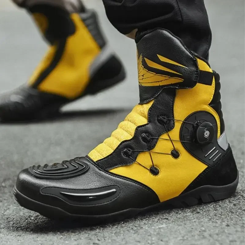 

Waterproof Retro Black Enduro Motorcycle Boots Leather Motorcyclist Boots Riding Shoes Motocross Biker Boots Vintage Motorboats