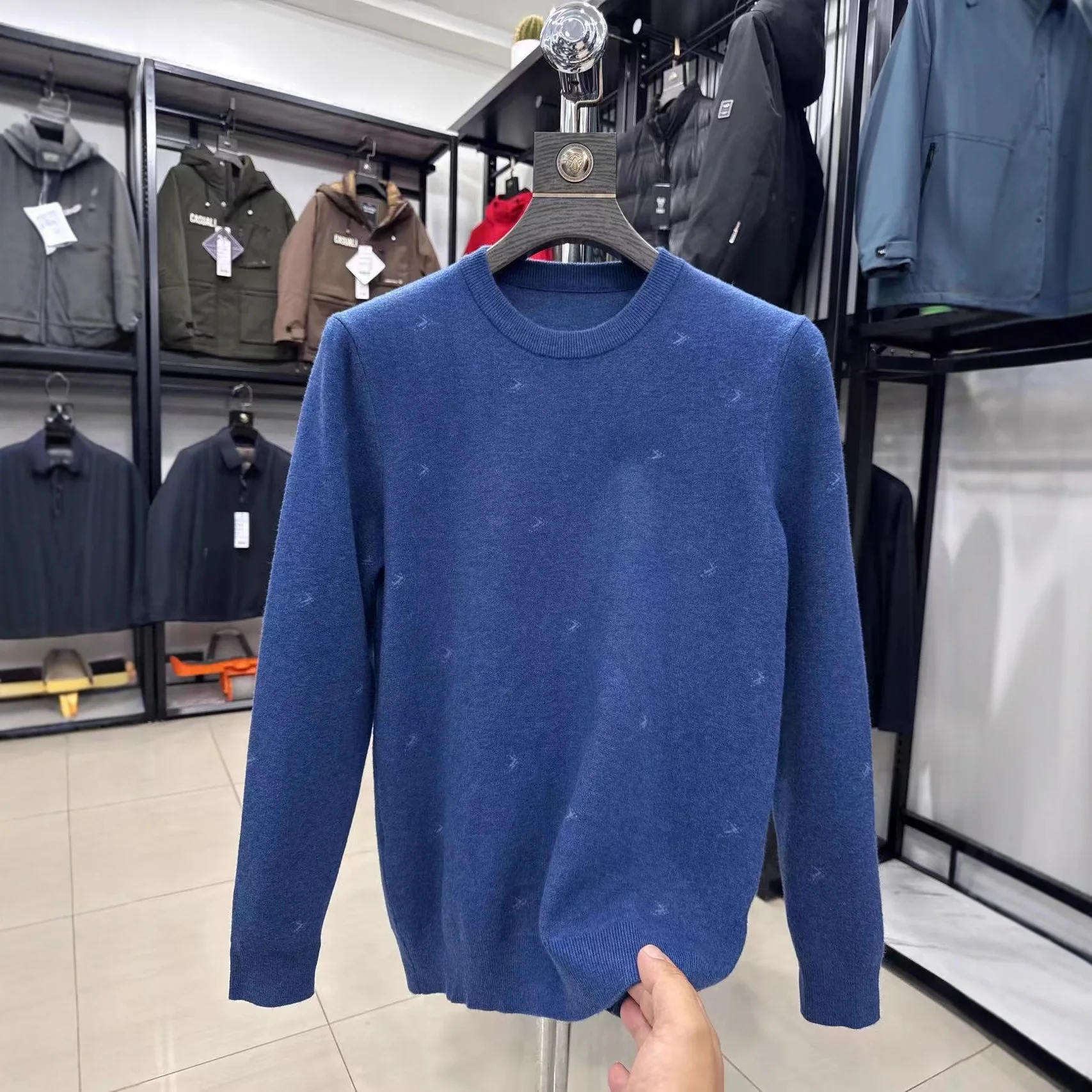 

Douxia Home Thiened Knitted round Ne Sweater Casual Versatile Elastic Comfortable Warmth Faionable Men's Autumn Winter