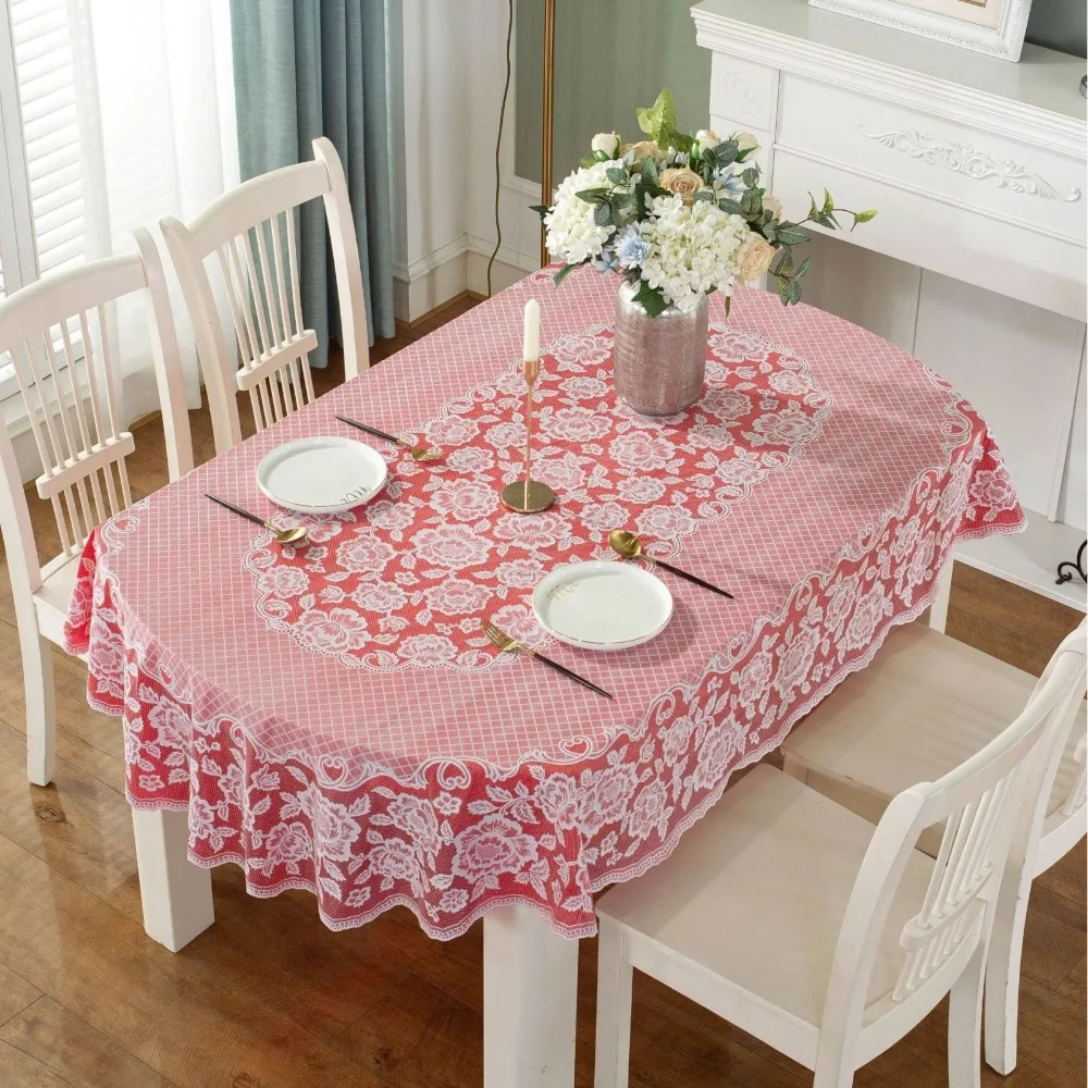 

Table Decoration Waterproof Oval Tablecloth Anti-Scald Oil Resistant Table Mat Embroidered Oil-proof Table Cover Tabletop