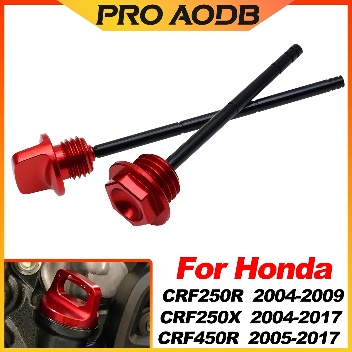 Motorcycle CNC Aluminium Red Oil Dipstick Gauge Plugs Engine Stick Plug Cap For Honda CRF CRF250R CRF250X CRF450R 250R 250X 450R