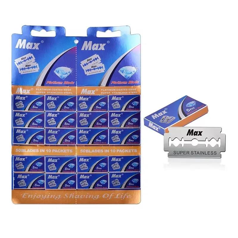 KVIFO（ 1 + 5/10/50/100 Pcs ）Manual Shaver for Men Barbershop Razor Stainless Steel Shank Is Easy To Use Safety Razor