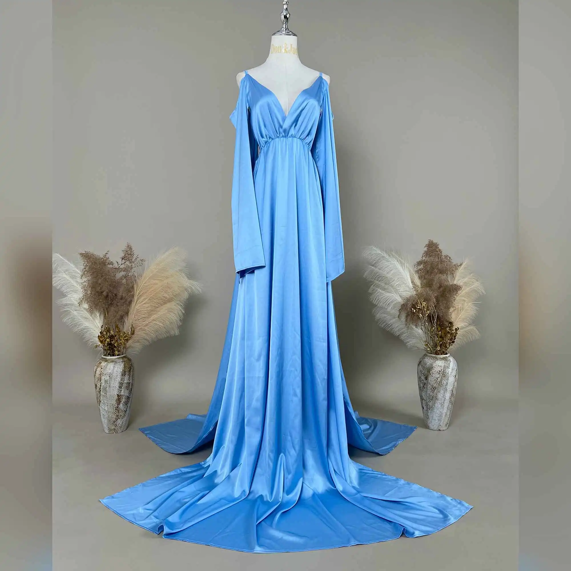 

Don&Judy Sim Silk V-Neck Sleeveless Camisole with Open Sleeves Maternity Photography Dresses for Pregnant Photo Shoot