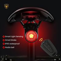 ANTUSI A8 Remote Bicycle Rear Light Wireless Bell Road Bike Anti-theft Alarm Lock Automatic Brake Taillight Bicycle Accessories