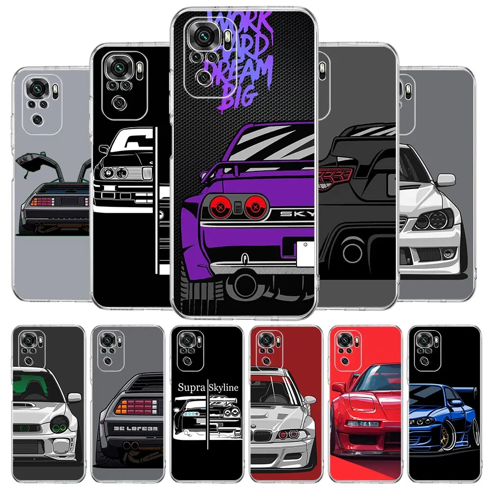 

Japan JDM Sports Cars Comic Phone Case For Xiaomi Redmi Note 15 14 13 12 4G 10 11 Pro Plus 5G 14C 13C 12C 10C 9A Cover