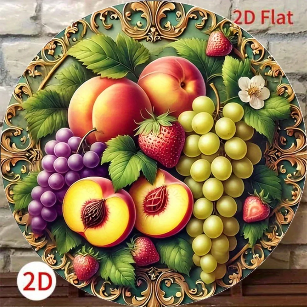 빈티지 과일 테마 복숭아, 포도, 딸기, 꽃무늬 금속 장식 고급스러운 주방용 홈 선물