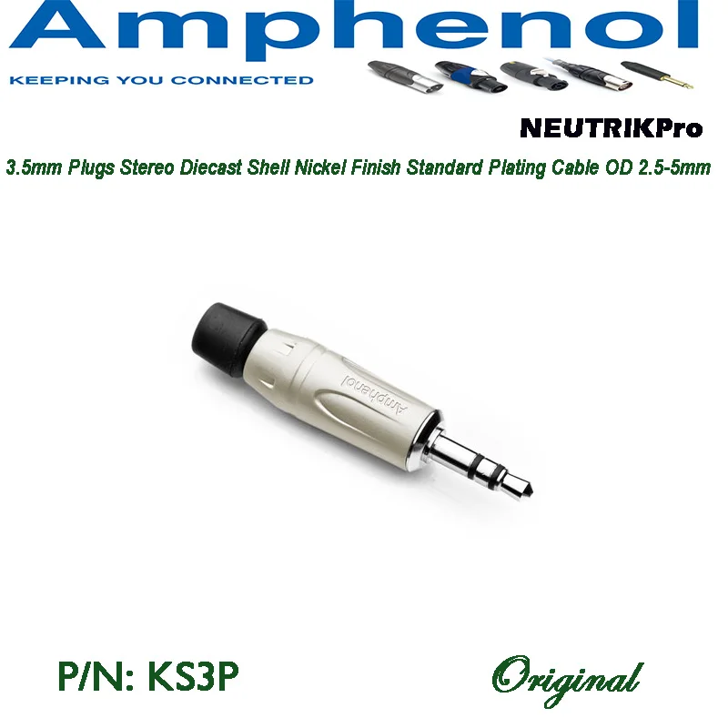 Amphenol Audio KS3P 3.5mm Plugs Nickel Finish Stereo standard Plated Contacts Diecast Shell Standard Plating