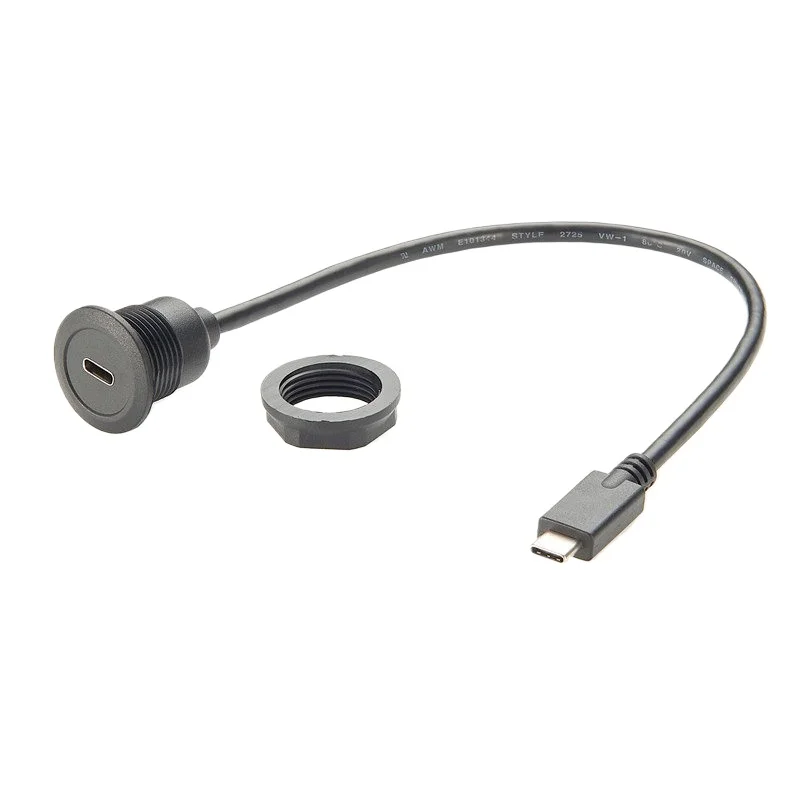 For Panel Mount USB Type C Circular Data Extension Cable USB 3.1 Female To Male Industrial Receptacle Connection Cable