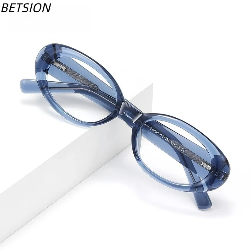 BETSION Vintage Geometric TR90 Oval Reading Glasses for Women Anti-blue Light Customizable Prescription New Arrivals #033