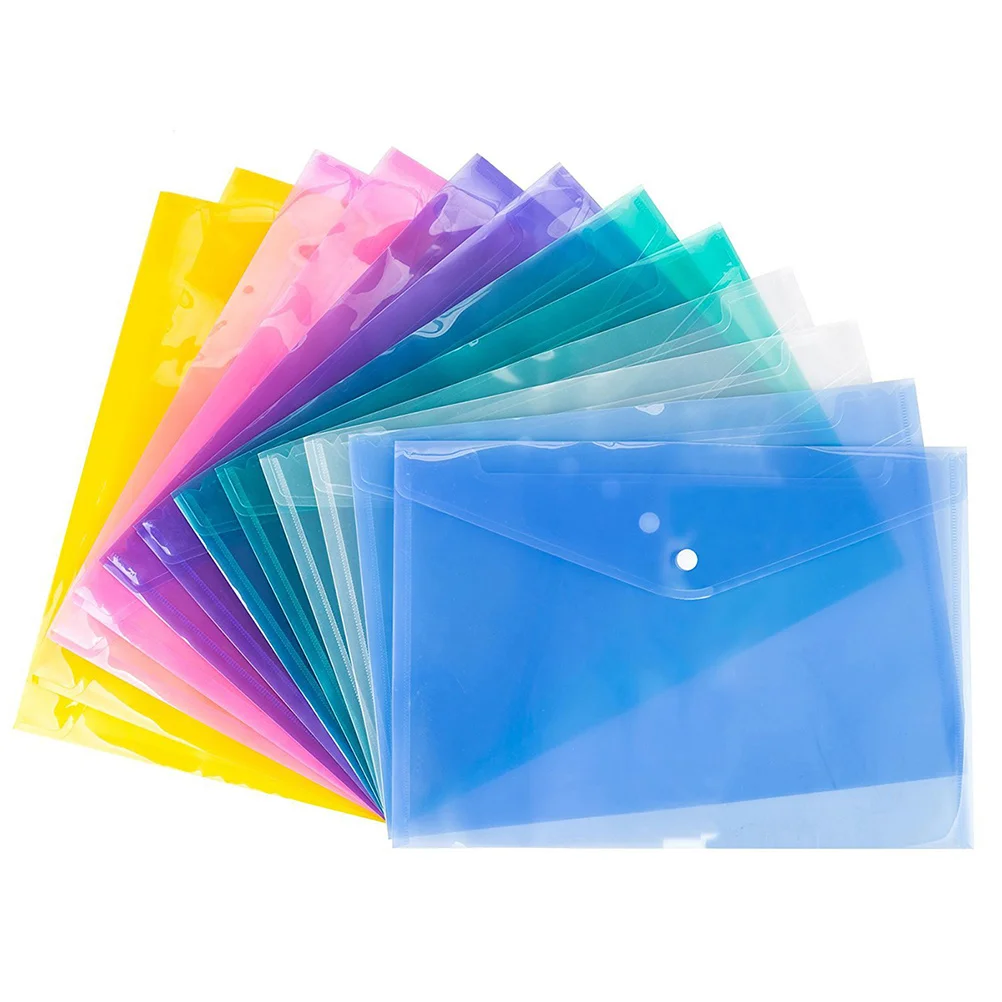 

24PCS Document Folders A4 Size Transparent Snap Button File ganizer Storage Briefcase Office Water Resistant
