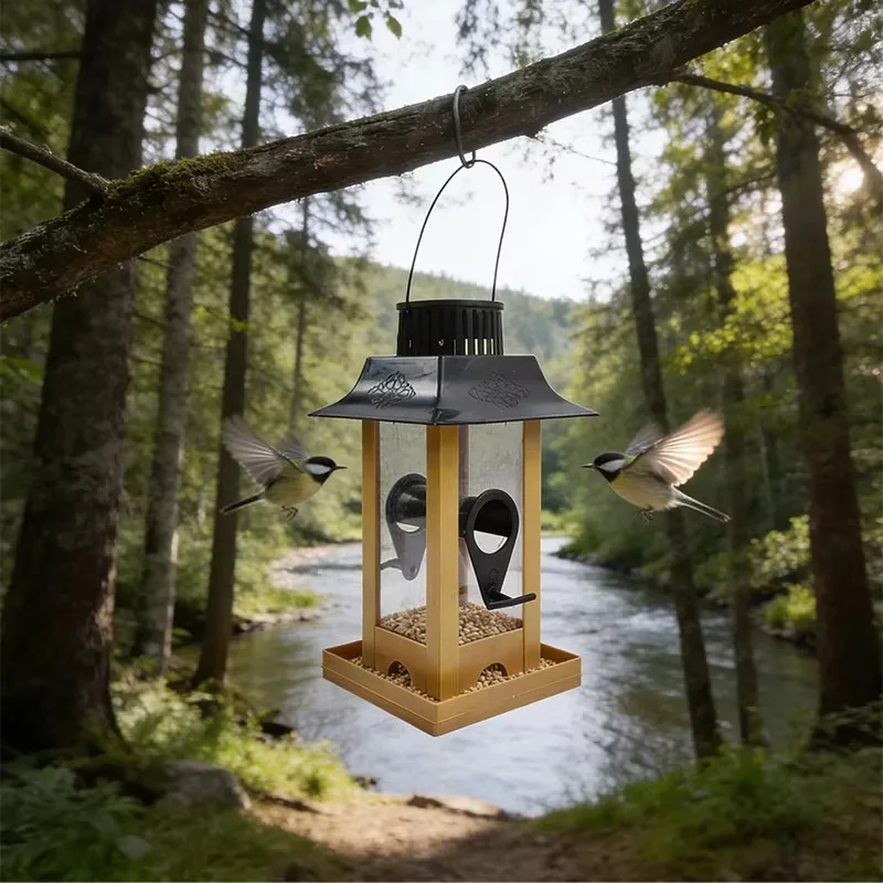 

Semi-Automatic Outdoor Bird Feeder, Anti-Spill Waterproof Hanging Feeding Station for Balcony & Courtyard
