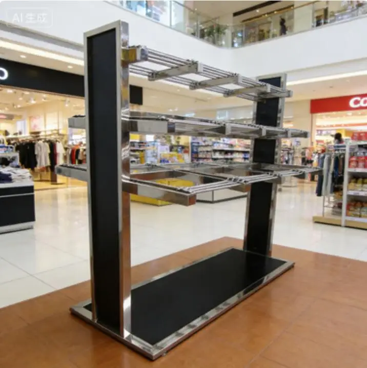 High Grade Trousers Display Rack, Men's Clothing Store, Pants Floor Rack, Belt Plate, Stainless Steel