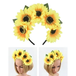 Adjustable Flower Shape Hair Hoop Realistic Sunflower Headband Carnival Party Girls Bohemian Style Styling Headband