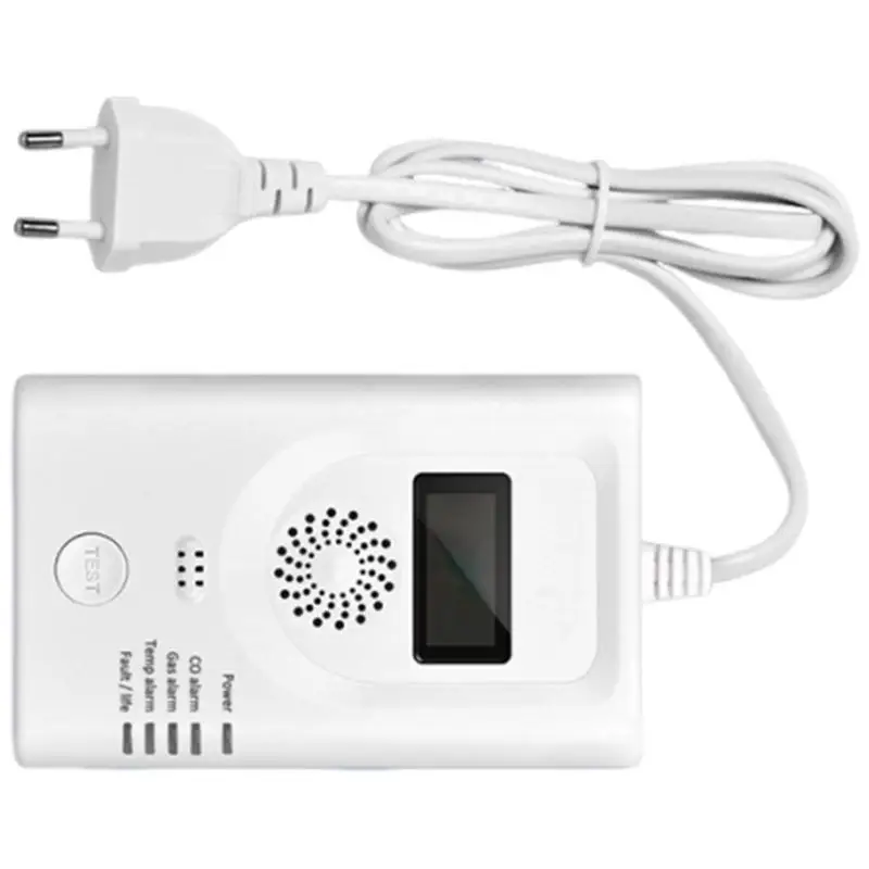 Detector gás com tela LCD 652F para monitores segurança doméstica Temperatura do gás combustível CO com monitoramento