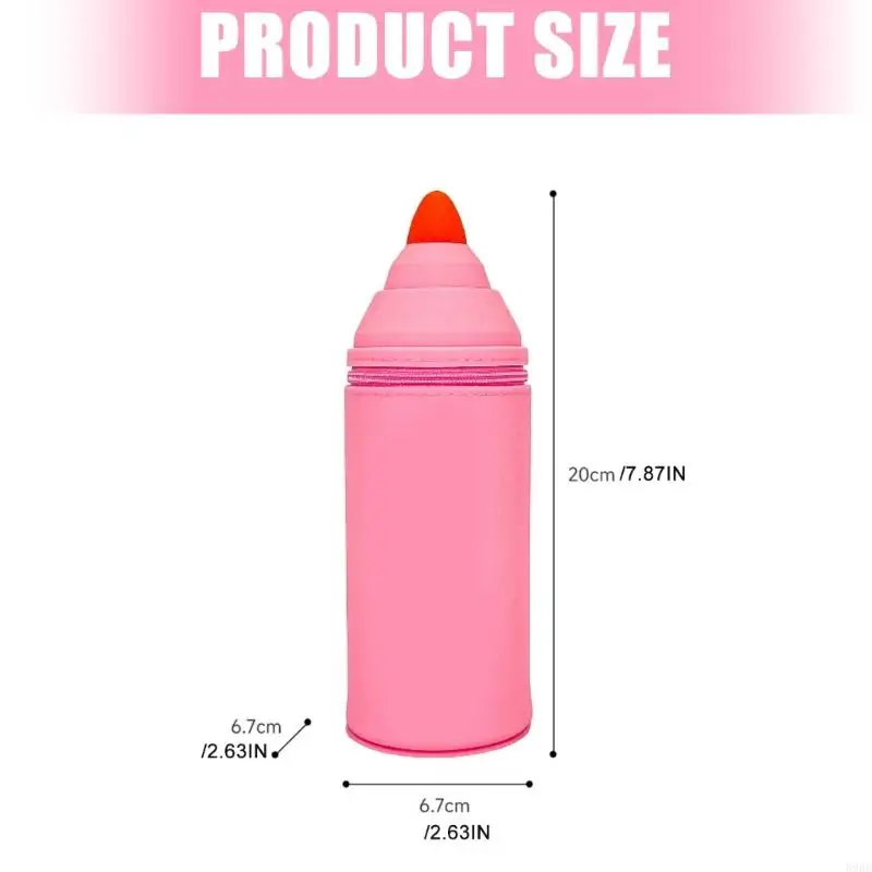 Telescoping Silicone Pencil Case Zippered Pencil Pouches Large Compartment Portable Pen Organiser Bag For Student Adult 896C