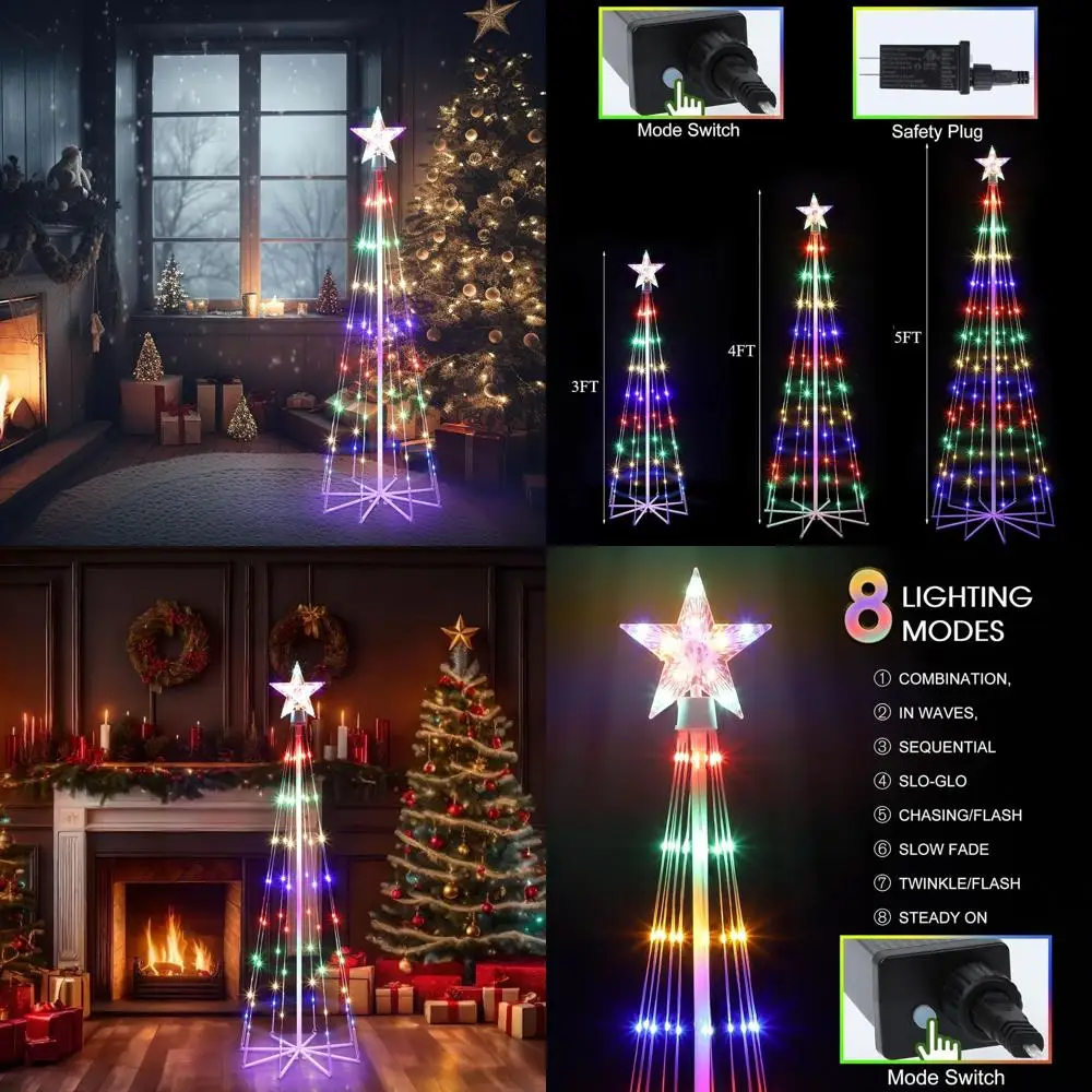 

Multicolor 3-5ft LED Lightshow Cone Christmas Trees with Star Topper for Indoor/Outdoor Decor