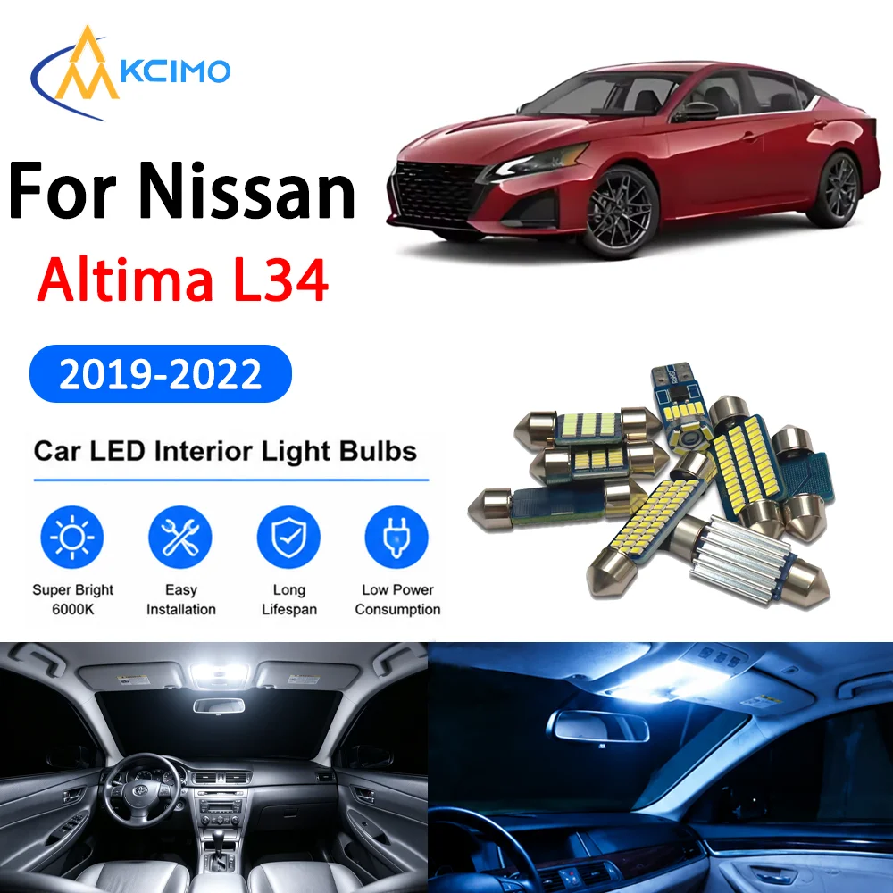 KCIMO Complete LED Interior Dome Light Kit For Nissan Altima L34 2019-2022 Door Courtesy Bulb Canbus Interior Two Colors Lights