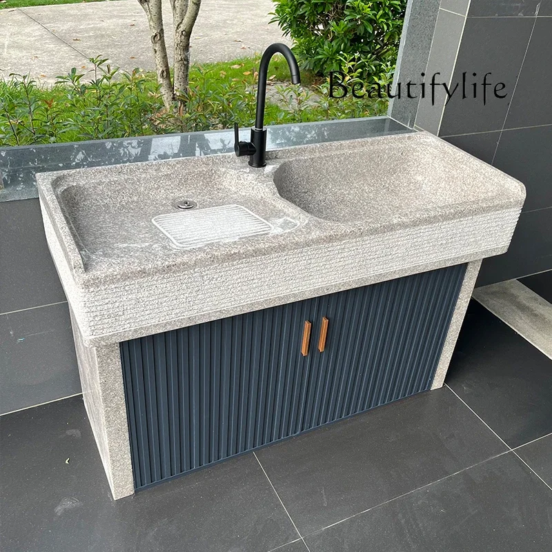 N69 Granite stone pool, courtyard sink, marble laundry pool with rubbing board, integrated wash basin