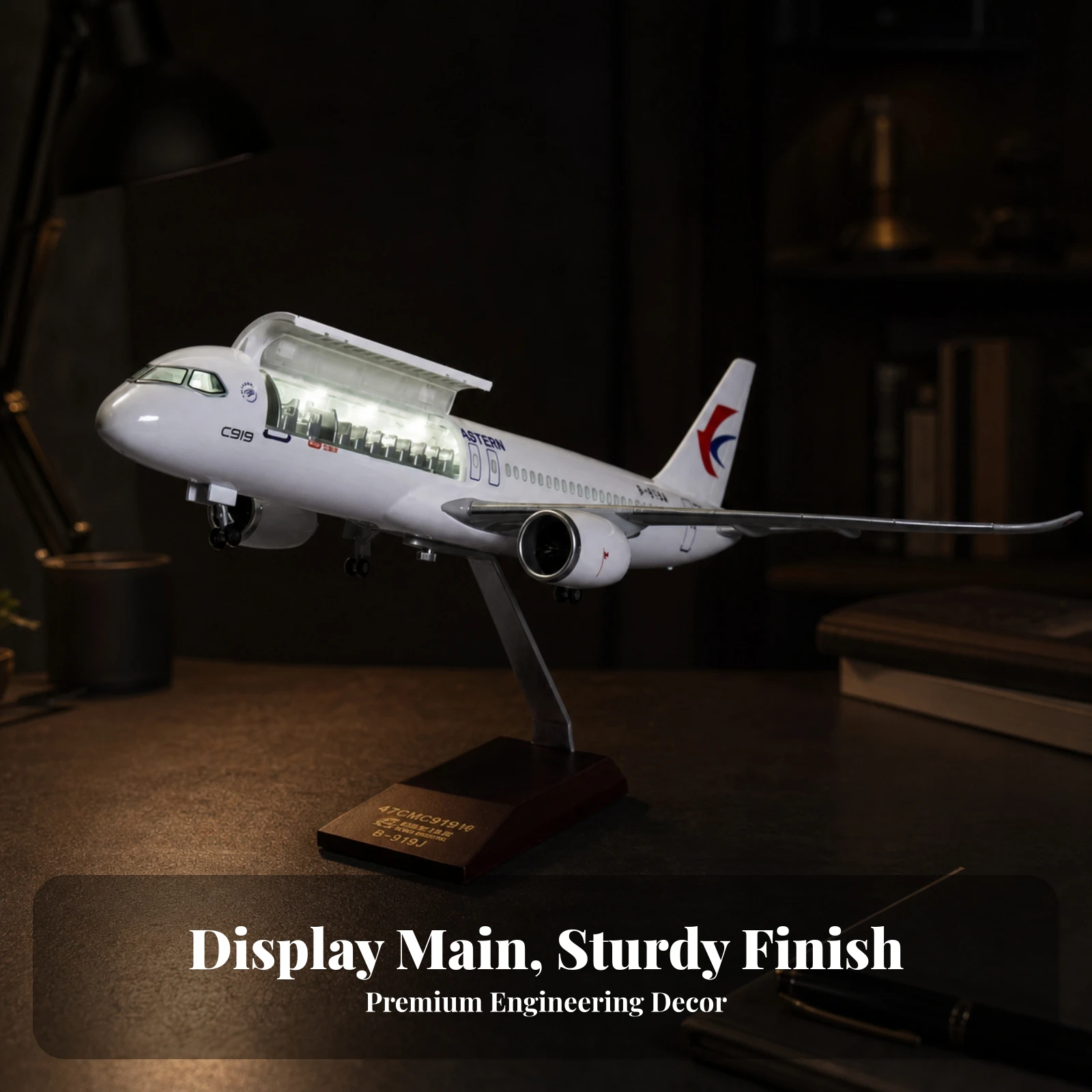China Eastern Commercial Jet Model with LED Lights Static Commercial Jet Aircraft Model with Stand Aircraft Bracket with Base