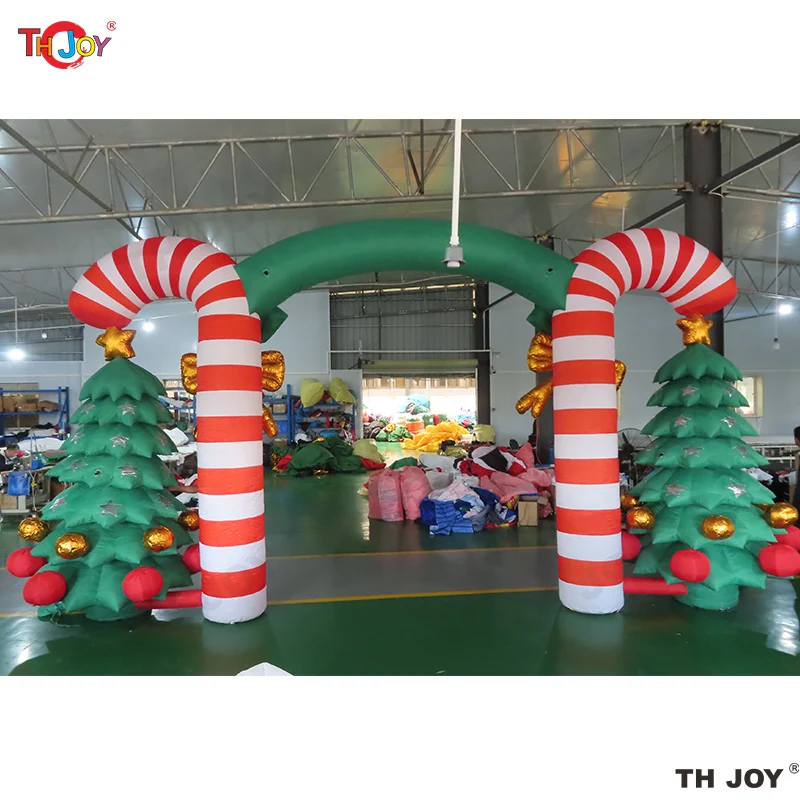 8m Wide Merry Christmas Decoration inflatable Christmas Arch with trees on side