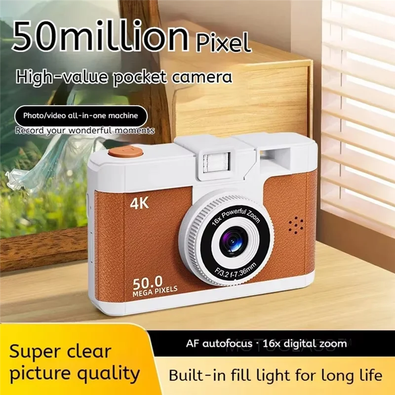 4K Digital Camera Retro Dual Lens Multifunction CCD Instant Thermal Camer For Travel Students Compact Photography