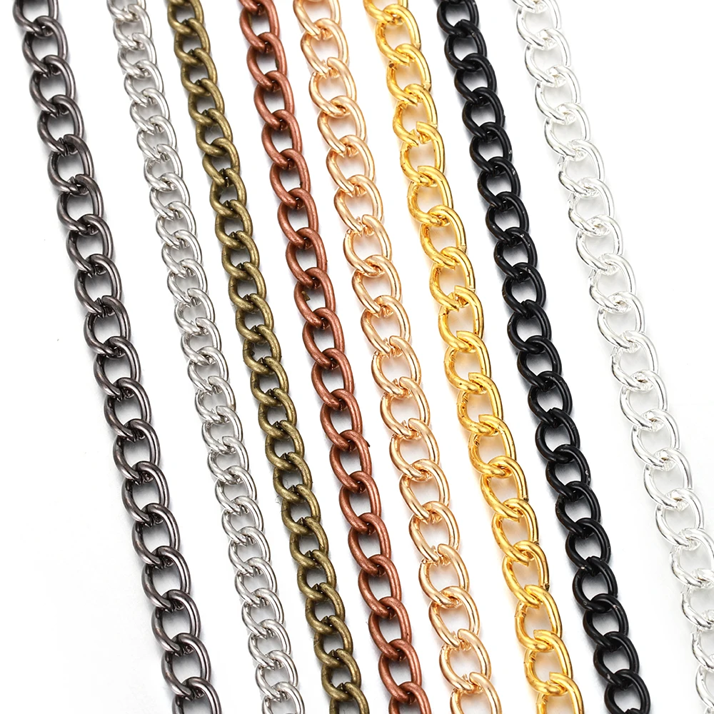 2Meters 2.5/3.5/4.5mm Metal Chains Flat Extension Chains Gold Silver Color For DIY Jewelry Making Bracelet Necklace Accessories view 2