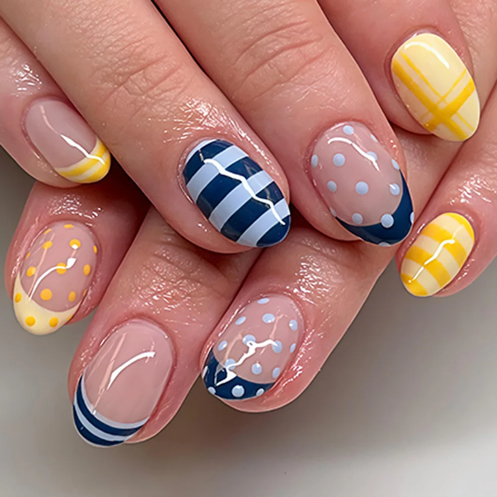 

Polka Dot Press on Nails Printed Y2K Girls Finished Fake Nails Sweet Cool Press On Nails Full Cover Detachable False Nails 24