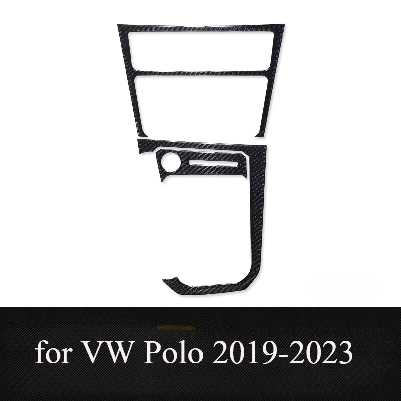 Complete Carbon Fiber Soft Interior Trim Set for VW Polo Left  2019-2023 Center Console Gear Shift Panel Decal Sticker