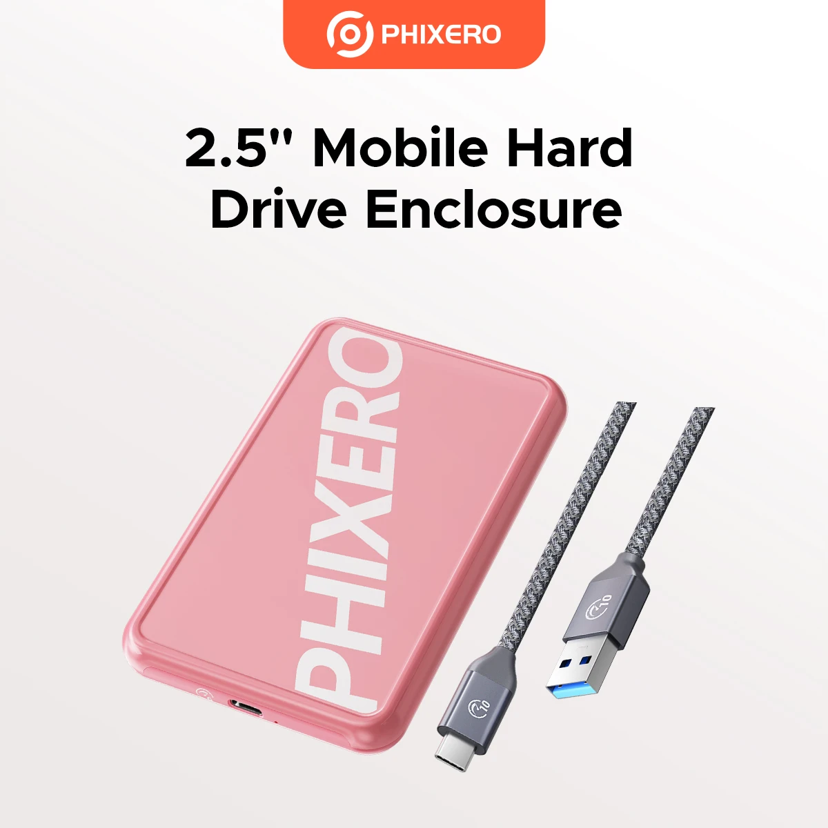 

PHIXERO Hard Drive Enclosure USB 3.1 2.5" Sata SSD/HDD for Laptop, PC, Router, Tablet, Game Console, Smart TV