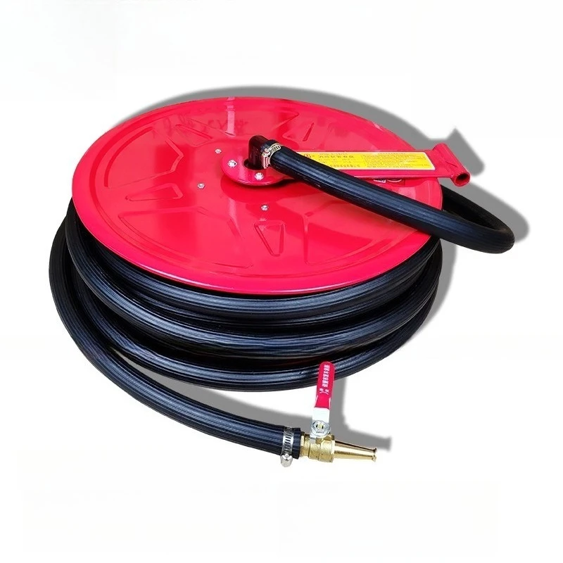 2025 Fire hose reel with thickened extra-thick water hose rotating reel 20 meters 25 PVC rubber