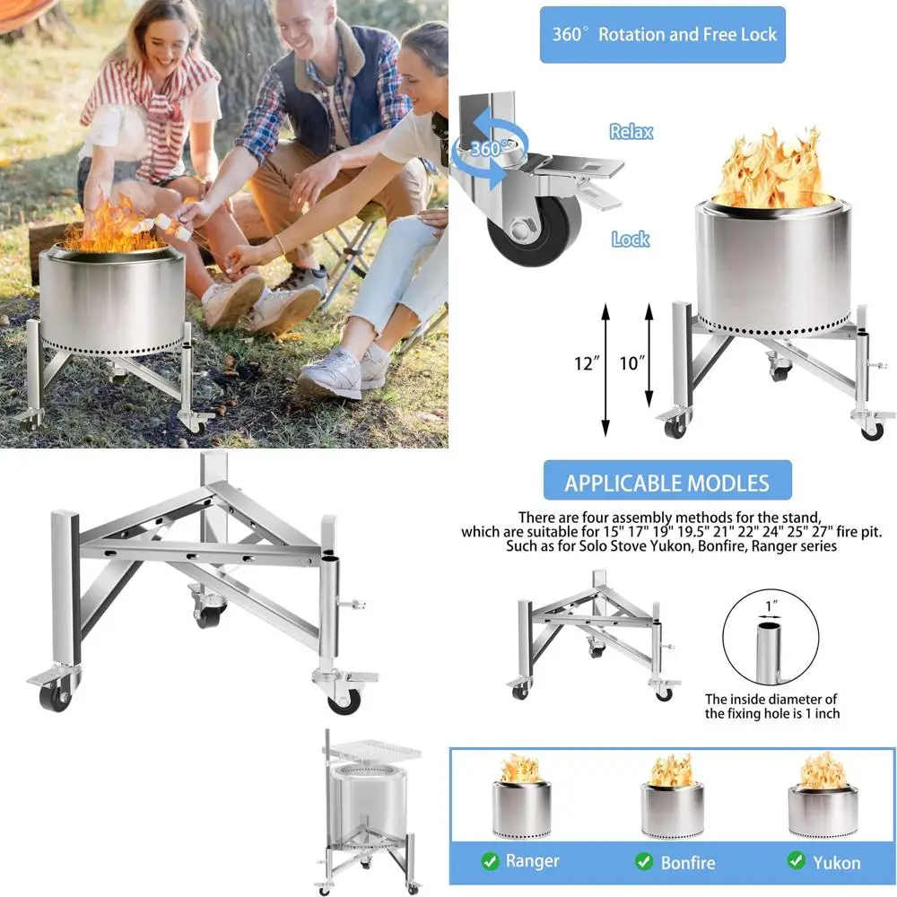 

Stainless Steel Fire Pit Stand, Universal Fit for Solo Stove, Bonfire, Yukon, 15-27 Outdoor Fireplace Accessories