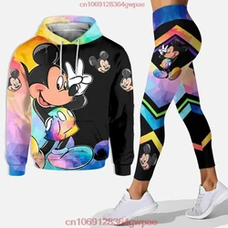 Bluza z kapturem z kapturem Mickey zestaw miki do jogi spodnie dresowe damskie Disney Yoga legginsy modne dresy