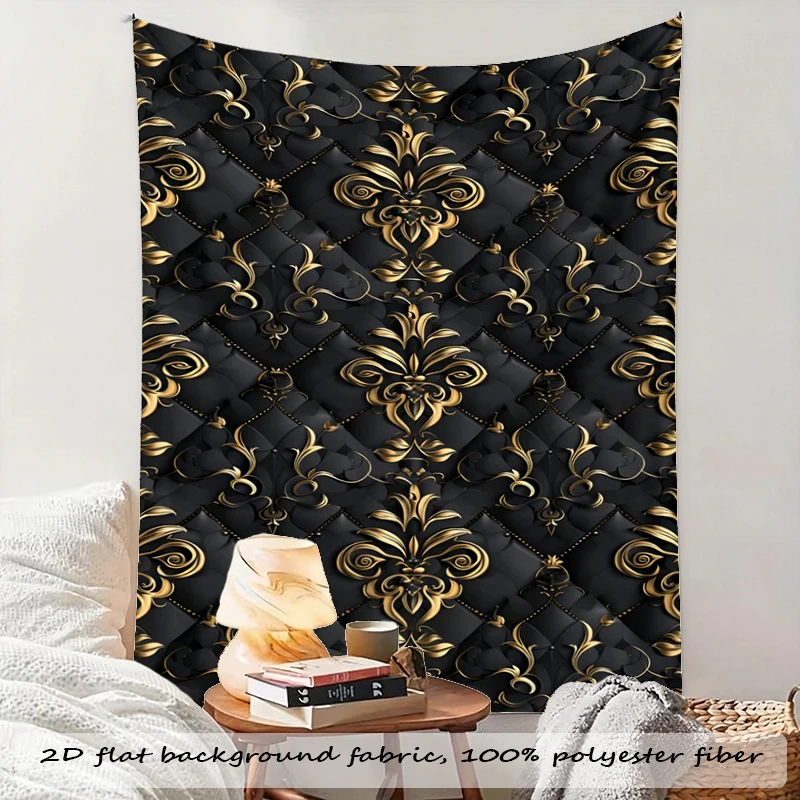 1PC Black Leather Art Print Backdrop Banner, Bedroom Living Room Photo Background, Polyester, Home Decor, Wall Art