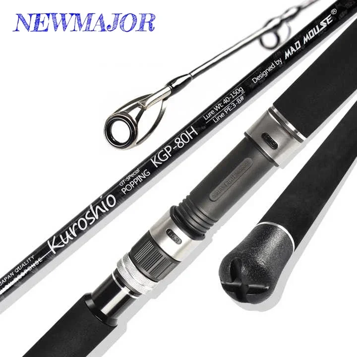 MADMOUSE Kuroshio FUJI Carbon Fiber Fishing Rod Hard Spinning Popping Ocean Rod with 2.64m 2.4m PE 3-10 80H/88XH GT Fishing