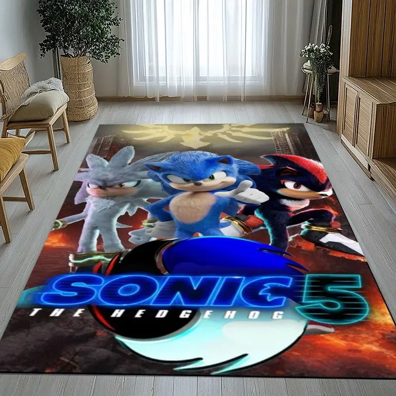 Cartoon S-Sonic Rings K-Knuckles Game Soft Non-Slip Area Rug for Living Room,Bedroom Playroom Carpet Mat for Sofa,Home Decor