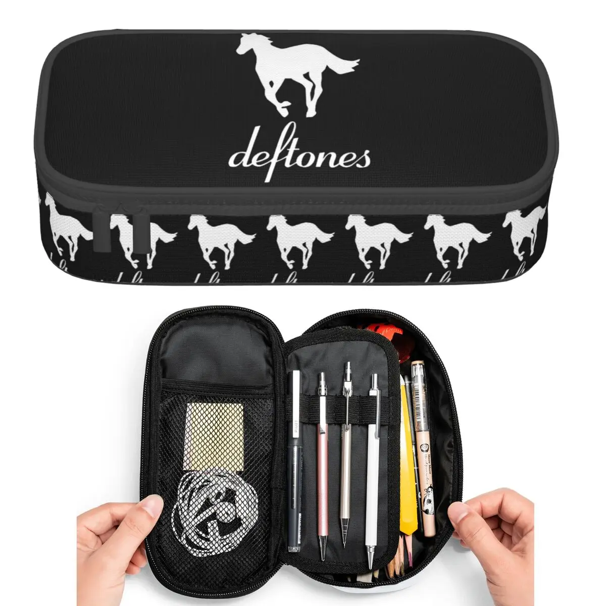 

PP Skull Deftone White Ohms Around Pencil Cases for Students Pen Box Pencil Bag Big Capacity Pencil Pouch Pen Holder