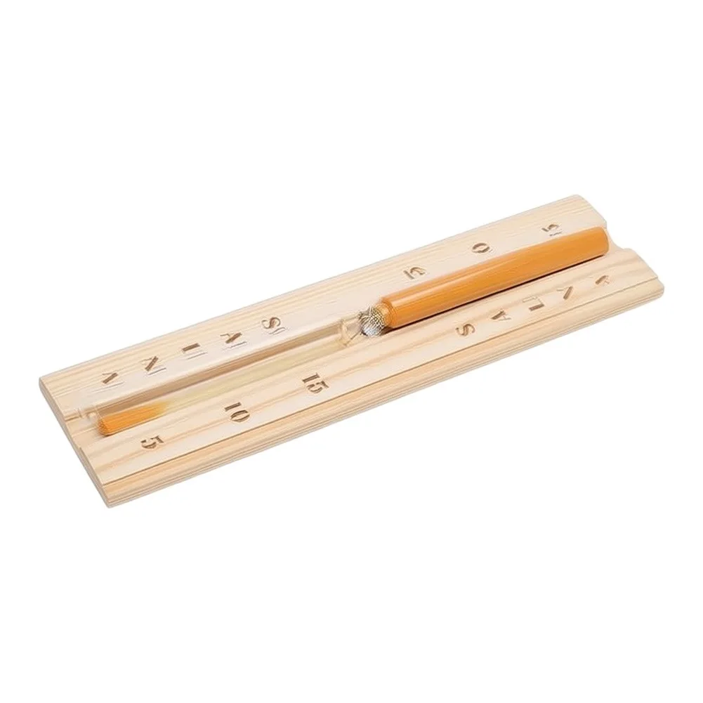 Wall-Mountable Rotating Sauna Timer 15 Min with Sustainable Pine Wood Frame and High-Temp Resistant Glass Tube