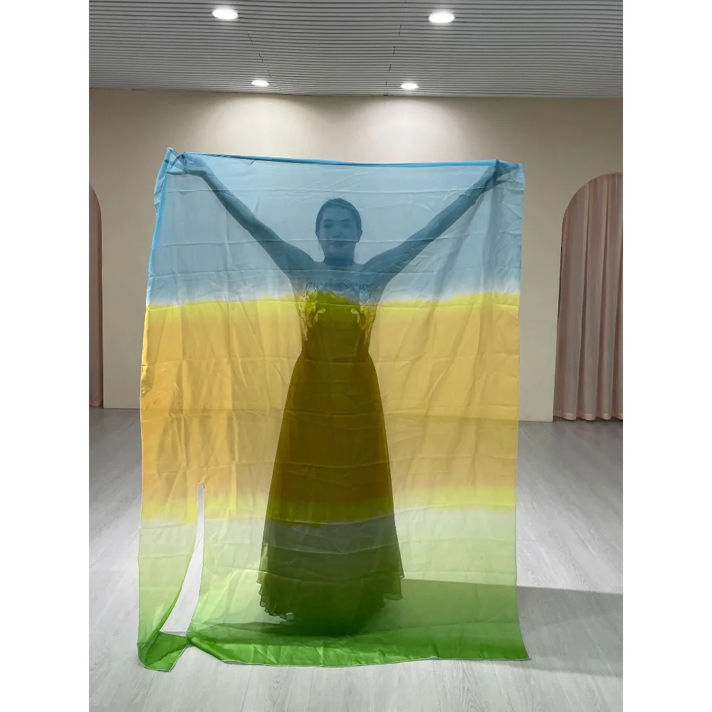 Silk Veil Flags for Belly Dancing, Gradient Color, Stage Performance, Practice, Carnival Props, Accessories, Adult