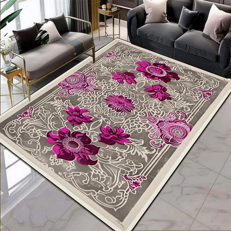 European Style Flower Pattern Carpets for Living Room Gorgeous Large Room Rugs Thickening Big Size Floor Mats for Lounge Balcony