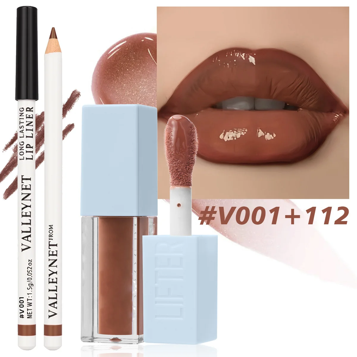 2 pezzi/set matita per labbra opaca + olio per labbra nudo combinato per labbra set di trucco per labbra impermeabile a lunga durata cosmetici per labbra dall'aspetto naturale quotidiano