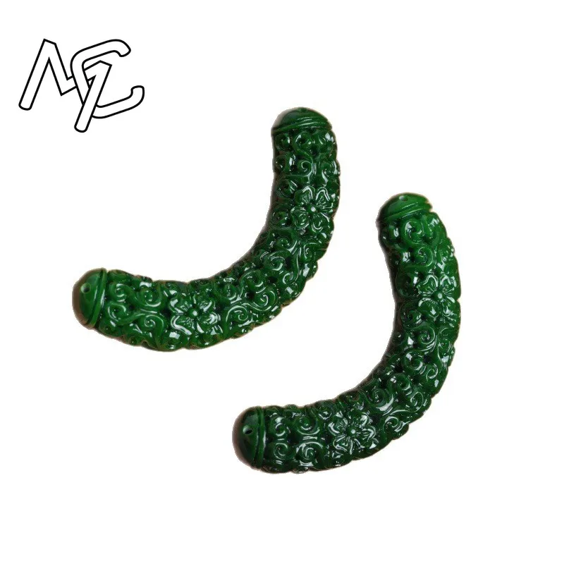 1pc Natural A Green Jade Dragon Bending Strip DIY Bracelet Bangle Charm Jadeite Jewellery Fashion Accessories Amulet Gifts Women view 5