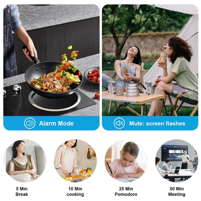 ABMI-Rotating Cube Visual Timer 5, 25, 10, 50 Min Preset + Custom Countdown, Rechargeable Desk Productivity Flip Timer,